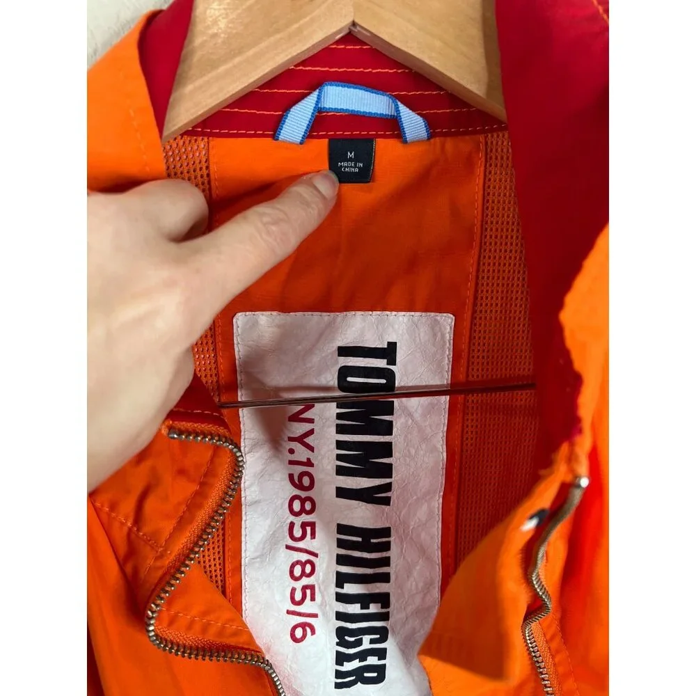 Tommy Hilfiger Mens Orange & Red Nylon Jacket M Y2K Vintage‎